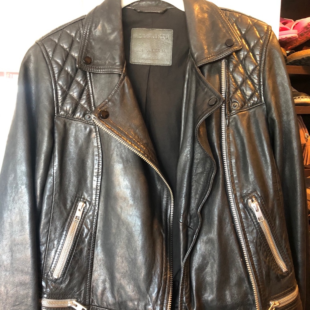 Allsaints Cargo leather jacket Black Size 4